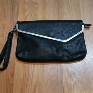 Black Faux leather Clutch with removable strap